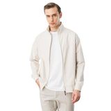 Desen Triko Hakim Yaka Yan Cepli Mont, 2XL, Hakim Yaka Mont, Krem, Erkek