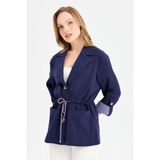 Desen Triko Kadın Ceket - Lacivert - XL