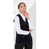Desen Triko Kadın Çelik Örgü Cebi Fermuarlı Düz Triko Yelek 02421003 Koyu Lacivert