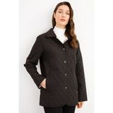 Desen Triko Kadın Kapitone Araboy Ceket 1-6 Siyah - XL