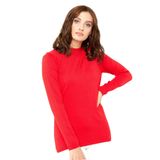 Desen Triko Kadın Likralı Uzun Kol Basic Yarım Balıkçı Bluz 02420016 Mercan XL
