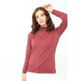 DESEN TRİKO Kadın Likralı Uzun Kollu Basic Tam Balıkçı Bluz Gül Kuru Beden;2XL dsnNM128