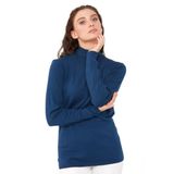 DESEN TRİKO Kadın Likralı Uzun Kollu Basic Tam Balıkçı Bluz İndigo Beden;2XL dsnNM151