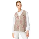 Desen Triko Kadın Pıtırcık Çiçekli Patchwork Keçe Yün Yelek 24084 Bej G.Kurusu
