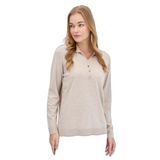 Desen Triko Kadın Polo Yaka Angelina Basic Kazak 23026 B.Melanj M