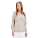 Desen Triko Kadın Polo Yaka Angelina Basic Kazak 23026 B.Melanj S