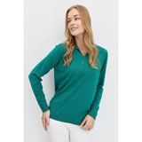 Desen Triko Kadın Polo Yaka Angelina Basic Kazak A.ö.başı - Indigo-IN34 - XL