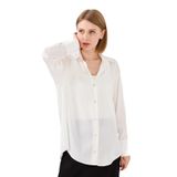 DESEN TRİKO Kadın Saten Patlı Gömlek Ekru Beden;L,Renk;Ekru dsnNM7582