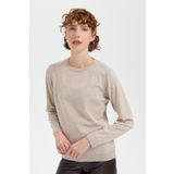 Desen Triko Kadın Sıfır Yaka Angelina Basic Kazak Bej/Melanj Beden;XL,Renk;Bej/Melanj