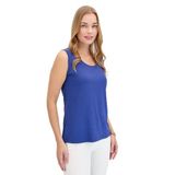 Desen Triko Kadın Sıfır Yaka Flamlı Kumaş Basic Askılı Tshirt İndigo Beden;S,Renk;İndigo