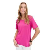 Desen Triko Kadın Sıfır Yaka Flamlı Kumaş Penye Tshirt Fuşya Beden;L,Renk;Fuşya