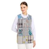 Desen triko Kadın Sıfır Yaka Patchwork Yelek A.Mavi Beden;M,Renk;A.Mavi