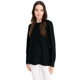 Desen Triko Kadın Sıfır Yaka Yırtmaçlı Kazak 24357 Siyah - 2XL