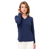 DESEN TRİKO Kadın V Yaka Kolları Düğmeli Simli Bluz Lacivert Beden;2XL,Renk;Lacivert dsnNM6573