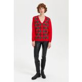 Desen Triko Kadın V Yaka Önü Baklavalı Hırka Mercan Beden;S,Renk;Mercan