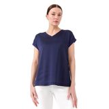 DESEN TRİKO Kadın V Yaka Önü Saten Bluz Lacivert Beden;XL,Renk;Lacivert dsnNM5139