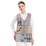 Desen triko Kadın V Yaka Patchwork Yelek K.Gri Beden;XL,Renk;K.Gri