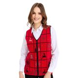 Desen triko Kadın V Yaka Patchwork Yılbaşı Desenli Yelek Kırmızı Beden;L,Renk;Kırmızı