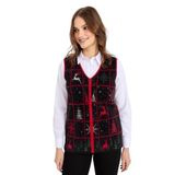 Desen triko Kadın V Yaka Patchwork Yılbaşı Desenli Yelek Siyah Beden;M,Renk;Siyah