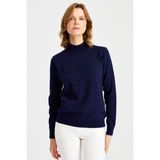 Desen Triko Kadın Yarım Balıkçı Yaka Klasik Bluz Y.a.lacivert - XL
