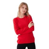 Desen Triko Likralı Uzun Kol Basic Sıfır Yaka Bluz, 2XL, 8024202220015, Mercan, Kadın