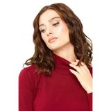 Desen Triko Likralı Uzun Kollu Basic Tam Balıkçı Bluz, L, 8024202220017, VİŞNE, Kadın