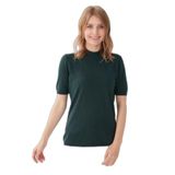 Desen Triko Likralı Yarım Balıkçı Bluz, XL, 20345, NEFTİ, Kadın