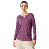 Desen Triko Nakış İşlemeli Uzun Kollu Penye Bluz, XL, 25702, Lila, Kadın