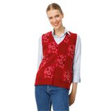 Desen Triko Pıtırcık Çiçekli Patchwork Keçe Yün Yelek, L, 24084, Y.Kırmızı_Y.Ş.Pembe, Kadın