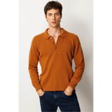 Desen Triko Polo Yaka Basic Yün Kazak, 2XL, 23528, Tarçın, Erkek