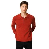 Desen Triko Polo Yaka Basic Yün Kazak, L, 23528, Kiremit, Erkek