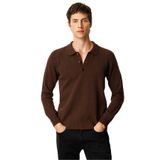 Desen Triko Polo Yaka Basic Yün Kazak, L, 23528, M.Kahve, Erkek
