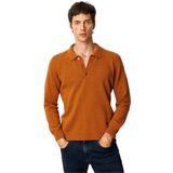 Desen Triko Polo Yaka Basic Yün Kazak, XL, 23528, Tarçın, Erkek