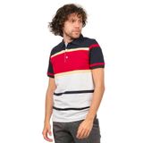 Desen Triko Polo Yaka Blok Desenli T-Shirt, M, 812420219821, LACİVERT, Erkek