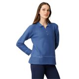Desen Triko Polo Yaka Bluz, M, 25243, İndigo, Kadın