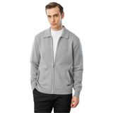 Desen Triko Polo Yaka Çelik Örgü Yün Ceket, XL, 22531, Füme, Erkek