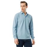 Desen Triko Polo Yaka Cepli Uzun Kollu Sweatshirt, M, 980, H.Mavi, erkek