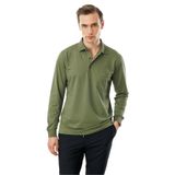 Desen Triko Polo Yaka Cepli Uzun Kollu Sweatshirt, M, 980, Haki, erkek