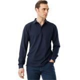 Desen Triko Polo Yaka Cepli Uzun Kollu Sweatshirt, M, 980, Lacivert, Erkek