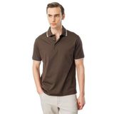 Desen Triko Polo Yaka Merserize T-Shirt, 2XL, 25744, K.Kahve, Erkek