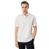 Desen Triko Polo Yaka Merserize T-Shirt, 2XL, 25746, K.Beyaz, Erkek