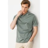 Desen Triko Polo Yaka Merserize T-Shirt, 3XL, 25743, A.Yeşil, Erkek