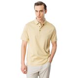 Desen Triko Polo Yaka Merserize T-Shirt, 3XL, 25747, Sarı, Erkek