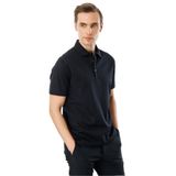 Desen Triko Polo Yaka Merserize T-Shirt, 3XL, 25747, Siyah, Erkek