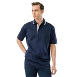 Desen Triko Polo Yaka Merserize T-Shirt, L, 25736, Lacivert_3, Erkek