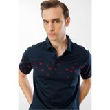 Desen Triko Polo Yaka Merserize T-Shirt, L, 25736, Lacivert_8, Erkek