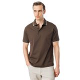 Desen Triko Polo Yaka Merserize T-Shirt, L, 25744, K.Kahve, Erkek