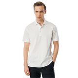 Desen Triko Polo Yaka Merserize T-Shirt, L, 25746, K.Beyaz, Erkek