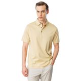 Desen Triko Polo Yaka Merserize T-Shirt, L, 25747, Sarı, Erkek
