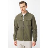 Desen Triko Polo Yaka Mont, L, 25440, Haki, Erkek